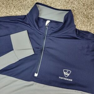 Polo Golf Ralph Lauren Mens Medium Navy Gray Colorblock Performance Quarter Zip